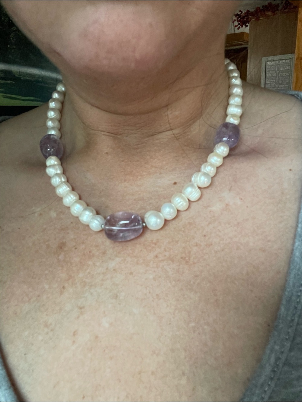 GSJ Baroque Pearl & Amethyst Sterling Silver Necklace